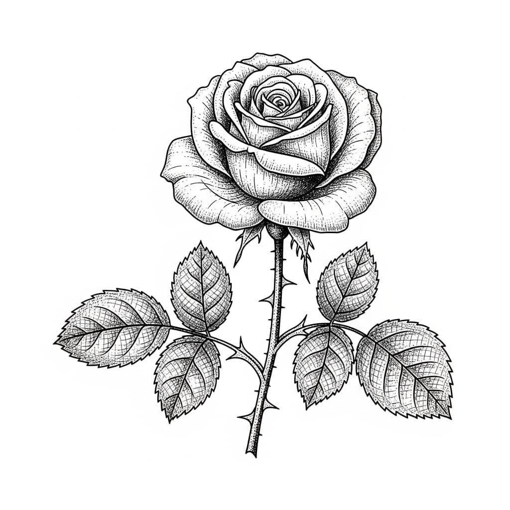 Laser cut SVG file of Botanical rose illustration