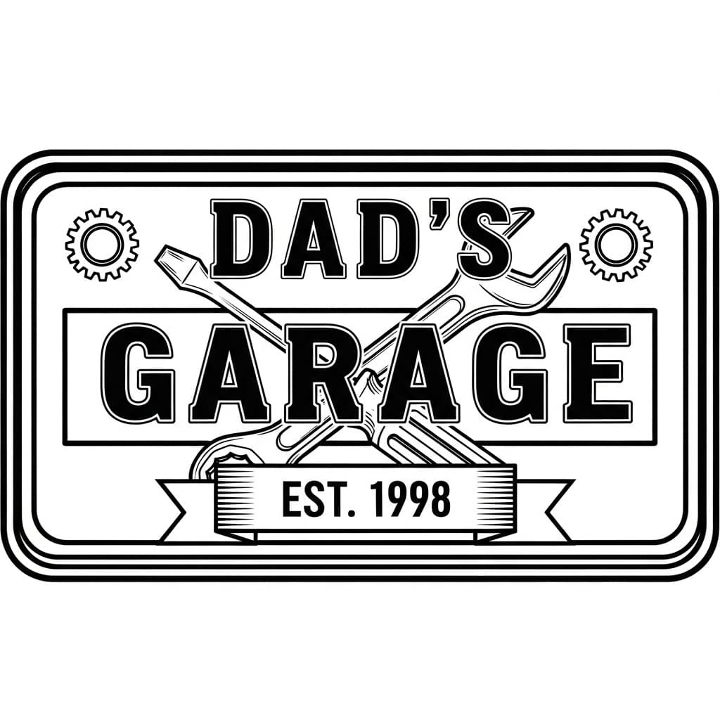 Laser cut SVG file of Dad's Garage — Est. 1998 sign