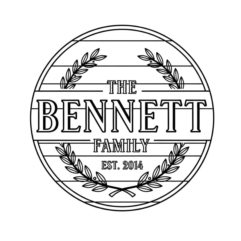 Laser cut SVG file of The Bennett Family — Est. 2014 sign