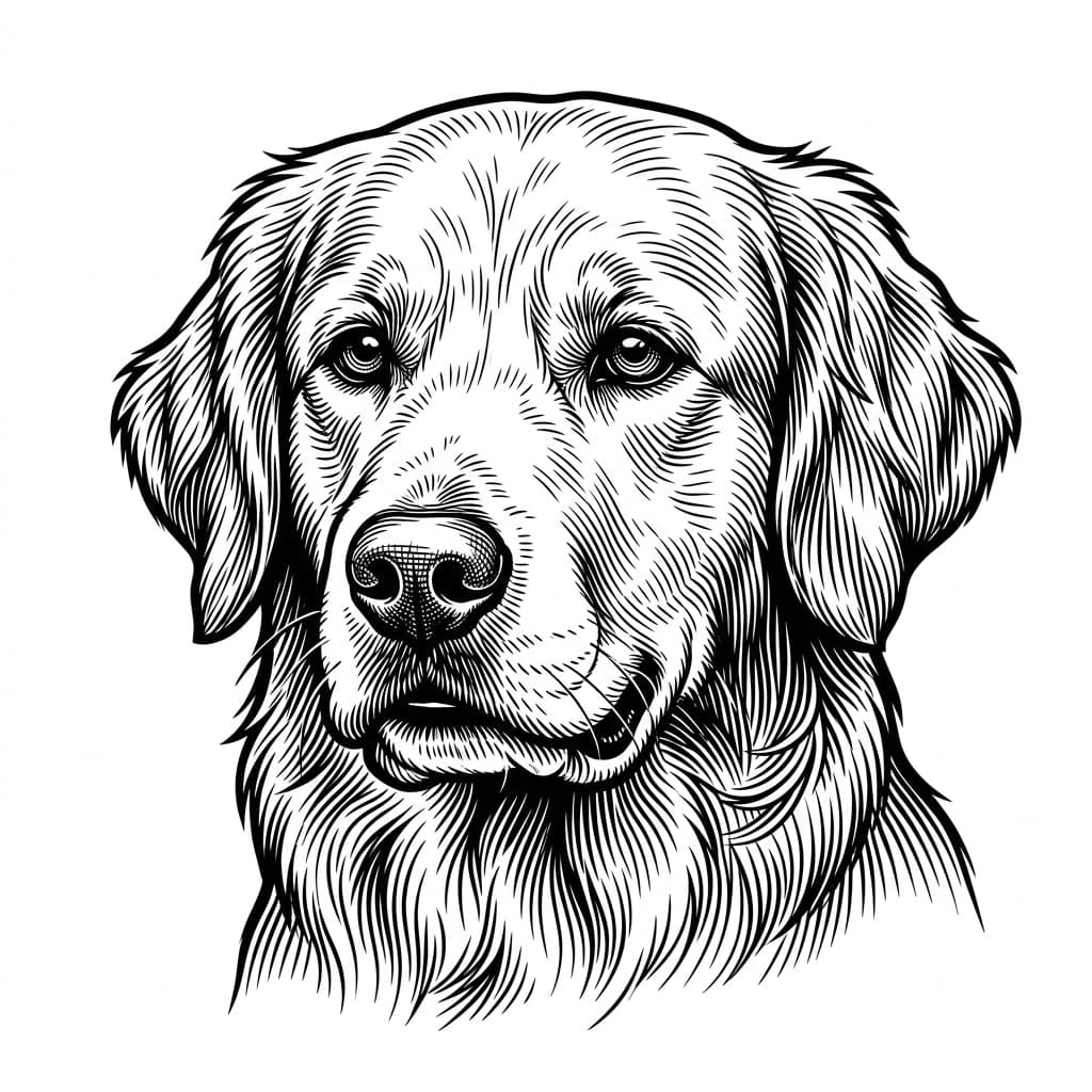 Laser cut SVG file of Golden retriever portrait