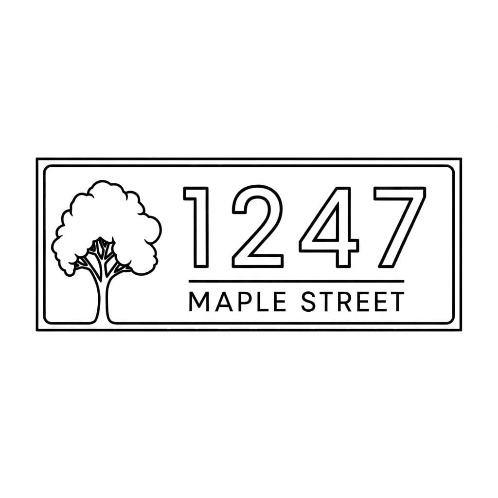 Address & House Number Signs — laser-ready example from LaserBurn AI