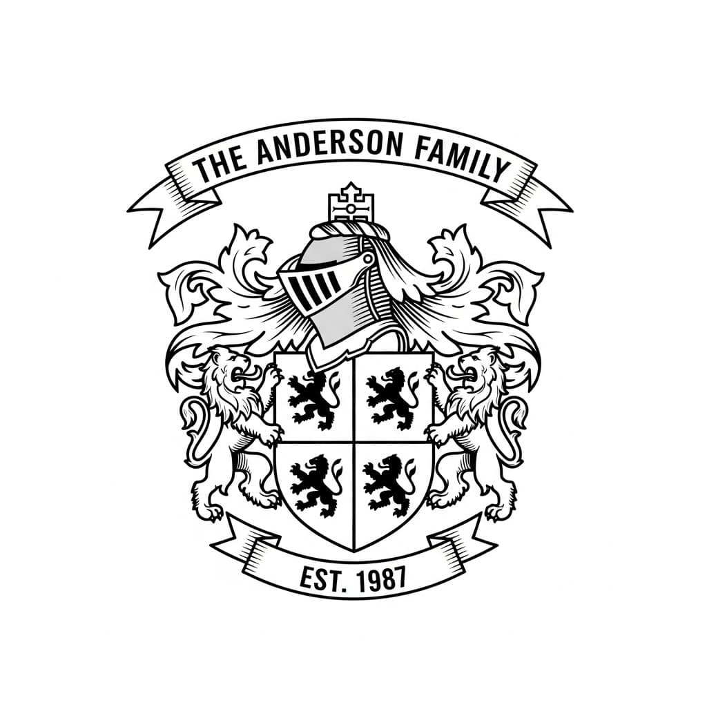 Custom Family Crests — laser-ready example from LaserBurn AI