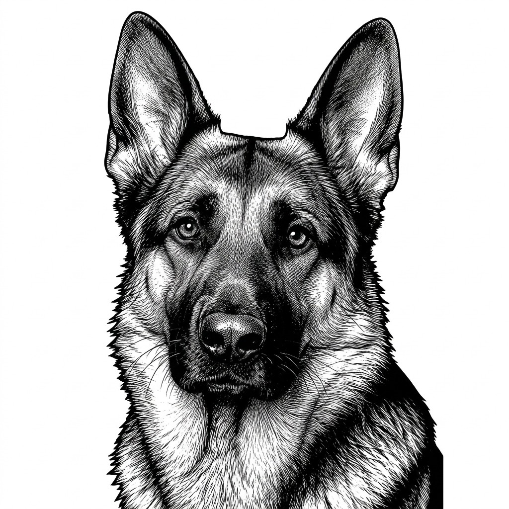 Engraved laser-ready result of a dog portrait